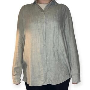Uni Qlo Gray Grey Soft Flannel ButtonUp Shirt Long Sleeve Basic Comfy Size Large